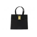 Ferragamo Black Vala Ribbon 2 Way Hand Bag
