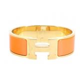 HERMES Orange Enamel H Click Bangle Bracelet