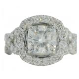 14kt Gold 3.69 ct Cushion Cut VS Lab Diamond Ring