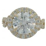 10kt Gold 4.88 ct Round Lab Diamond Halo Ring