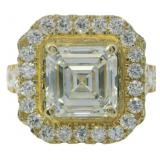 14kt Gold 4.46 ct Asscher Cut Lab Diamond Ring