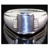 Men's Natural Cat Eye & Diamond Ring