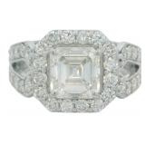 14kt Gold 3.32 ct Asscher Cut Lab Diamond Ring