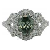 10kt Gold 2.26 ct Fancy Green VS Lab Diamond Ring