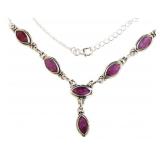 Natural Vintage Style Marquise Ruby Necklace