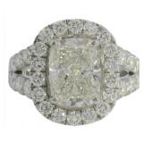 14kt Gold 3.78 ct Cushion Cut VS Lab Diamond Ring