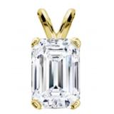 14kt Gold 2.02 ct Emerald Cut Lab Diamond Pendant