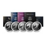 5 - Random Date 1oz  Proof Silver American Eagles
