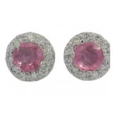 Brilliant 2.54 ct Pink Ruby & Lab Diamond Earrings