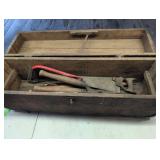 Wooden Box with Gardening Tools