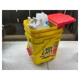 Yellow Storage Tote With Miscellaneous Items