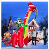12-Ft Inflatable Santa Dinosaur