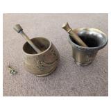 Two Brass Mortars with Pestles
