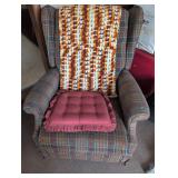 Plaid Upholstered Armchair