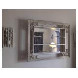 Wall Mirrored Shelf With Sconces