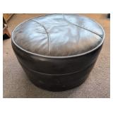 Round Leather Ottoman