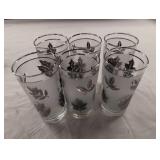 Six Frosted Leaf Glasses