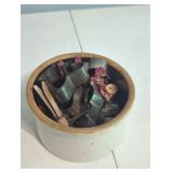 Stoneware Crock with Tin Cookie Cutters