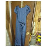 Navy Satin Evening Gown