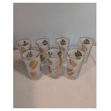 7 Vintage Libbey Golden Foliage frosted...