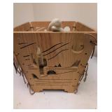 Wooden Basket with Bears