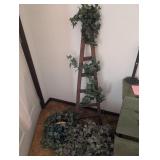 Decorative Ladder with Faux Greenery