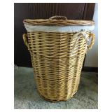 Lidded Wicker Trash Bin
