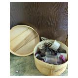 Round Wood Box with Contents