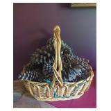 Wicker Basket with Pinecones