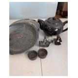 Teapot, Plates, and Kitchen Utensils