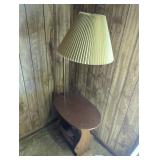Wood End Table Lamp Combo