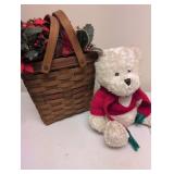 Plush Bear and Woven Basket