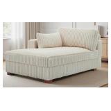 Cream Corduroy Chaise Lounge