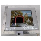 Framed Covered Bridge Print by Erma K Wenger