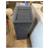 Gray Metal Trash Receptacle
