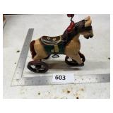 Wooden Horse Toy on Wheels
