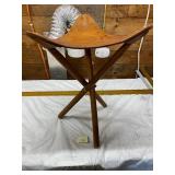 Wood and Leather Tripod Stool
