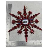 Red Metal Snowflake Ornament