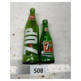 Two 7UP Glass Bottles