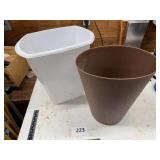 Two Plastic Waste Bins Basket