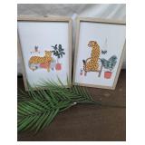 Framed Leopard Artwork Pair
