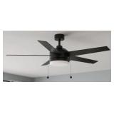 52-In Matte Black Ceiling Fan