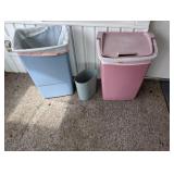 Three Plastic Trash Bins