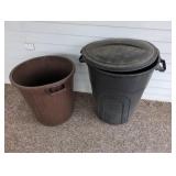 Two Plastic Trash Cans
