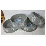 4 Gray Dog Bowls with Design