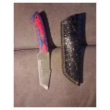 Handmade Damascus knife with sheath