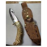 Homemade deer horn knife with Indian head nicke