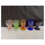 Set of Five Vintage Multicolored Aperitif or Cordial Glasses