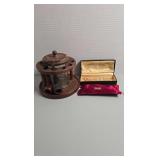 Wood pipe stand and humidor set