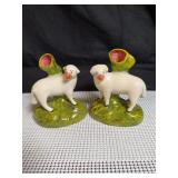 Pair of Vintage Staffordshire Ware Sheep Spill Vases